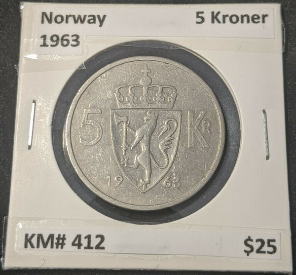 Norway 1963 5 Kroner KM# 412