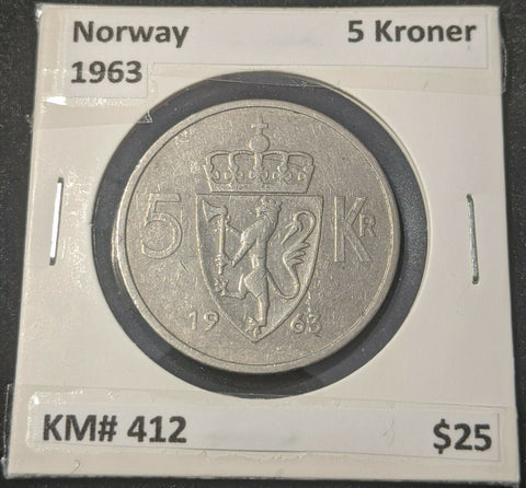 Norway 1963 5 Kroner KM# 412