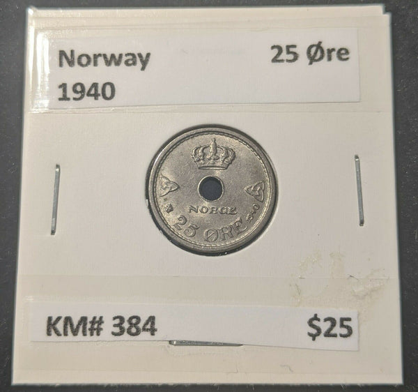 Norway 1940 25 Ore KM# 384