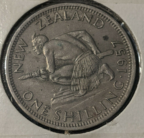 New Zealand 1957 Shilling KM# 27.2