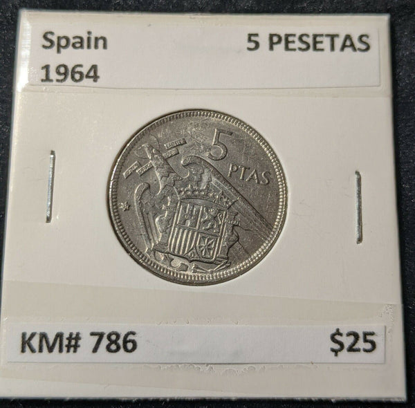 Spain 1964 5 PESETAS KM# 786