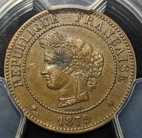 France 1879-A Five Cent 5c Gad-157 ancre simple  PCGS AU53BN KM# 821.1 #1103