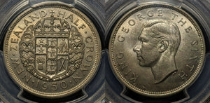 New Zealand 1950 1/2 Half Crown K.G. Close to Rim PCGS MS64 GEM UNC  #1099