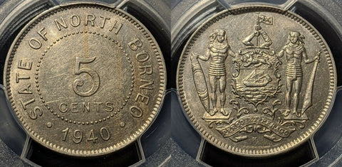 British North Borneo 1940-H 5c Five Cent PCGS AU58 aUNC KM# 5 #1097