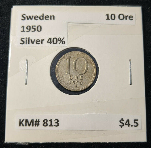 Sweden 1950 10 Ore silver KM# 813