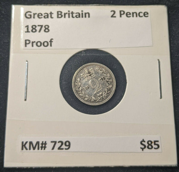 Great Britain Proof 1878 two pence 2d KM# 729  #15B