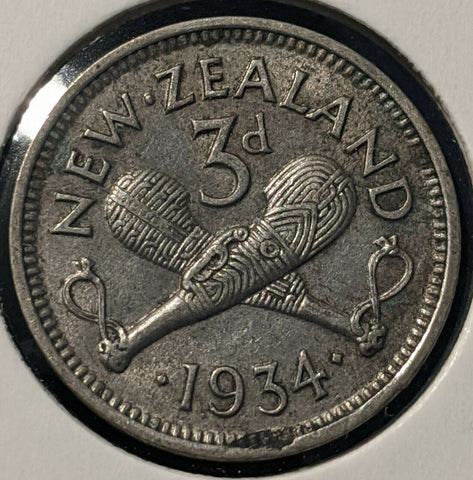 New Zealand 1934 3d Threepence KM# 1