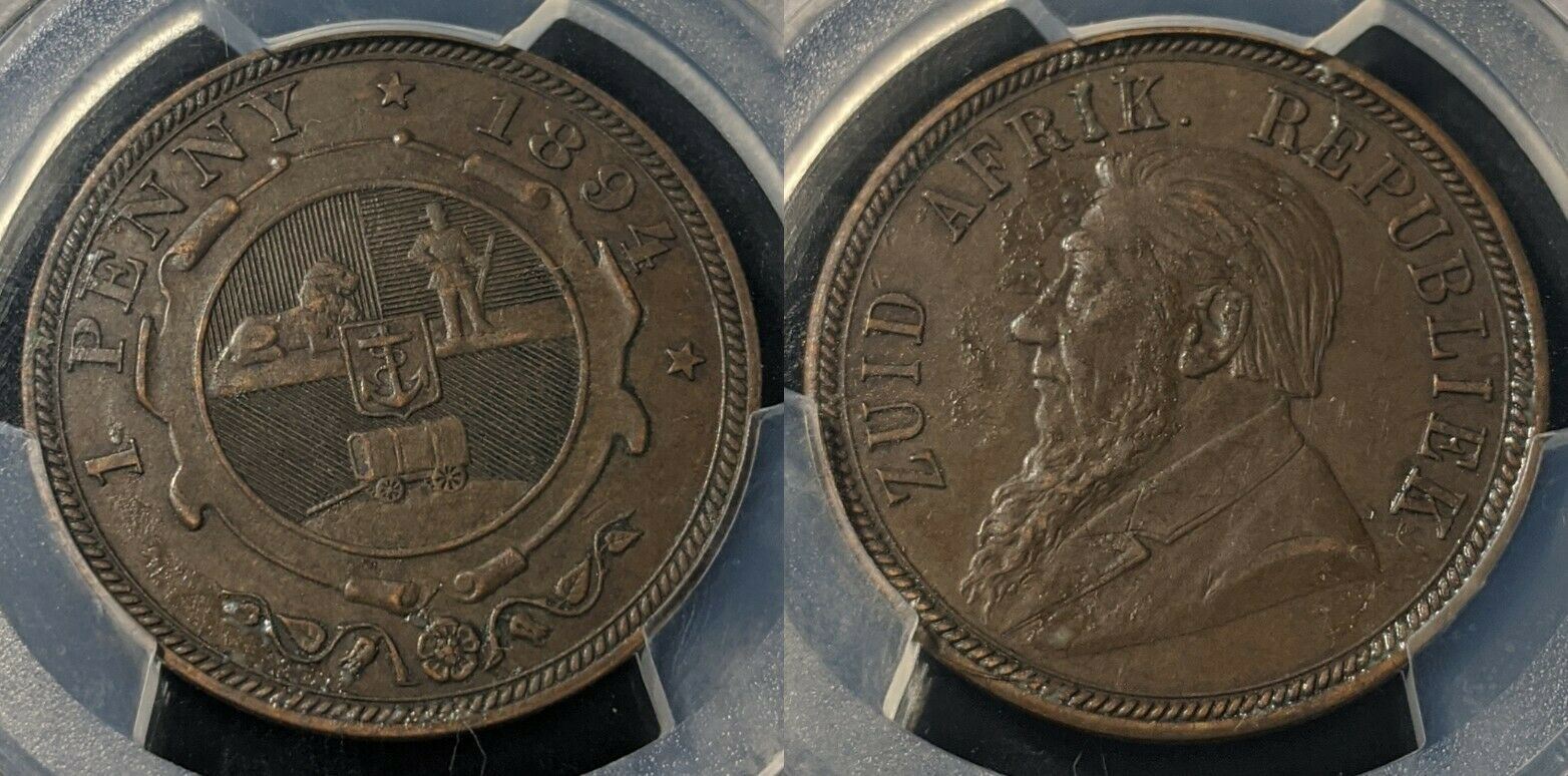 South Africa 1894 1D Penny PCGS KM# 2 Environmental Damage-AU Detail   #1114