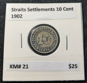 Straits Settlements 1902 10 Cent KM# 21