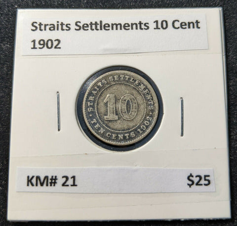 Straits Settlements 1902 10 Cent KM# 21