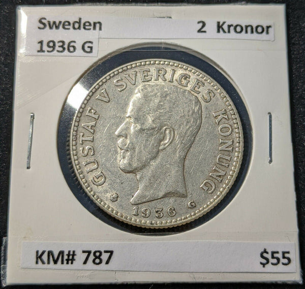 Sweden 1936 G 2 Kronor KM# 787   #12A #3