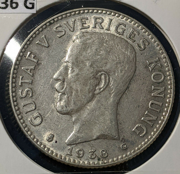 Sweden 1936 G 2 Kronor KM# 787   #12A #1