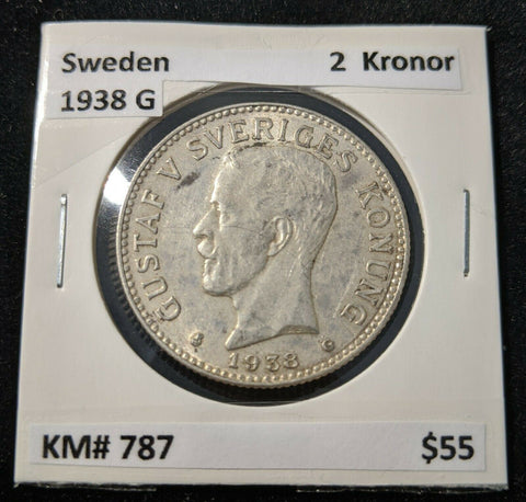 Sweden 1938 G 2 Kronor KM# 787   #12A