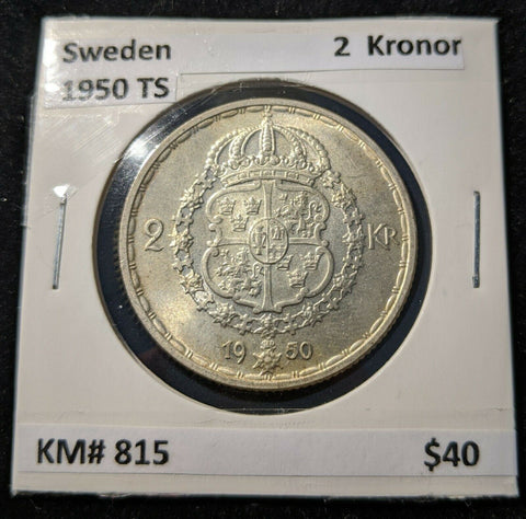 Sweden 1950 TS 2 Kronor KM# 815   #12A