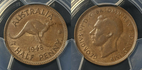 1948 P Half Penny 1/2d Australia PCGS AU50