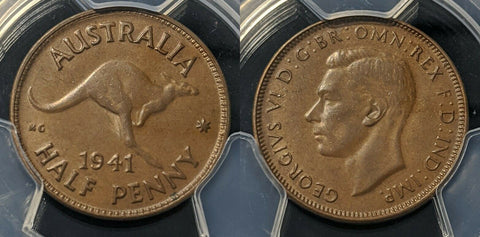 1941 Half Penny 1/2d Australia PCGS AU55 aUNC #1162