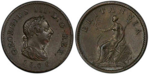 Great Britain 1806 1/4D Farthing S-3782 PCGS AU53 #1188