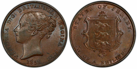 Jersey 1851 1/13 S Shilling  PCGS AU58 aUNC KM# 03 #1174