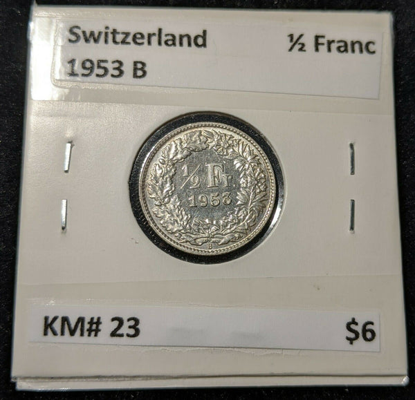 Switzerland 1953 B ½ Franc KM# 23 #S37 #20A