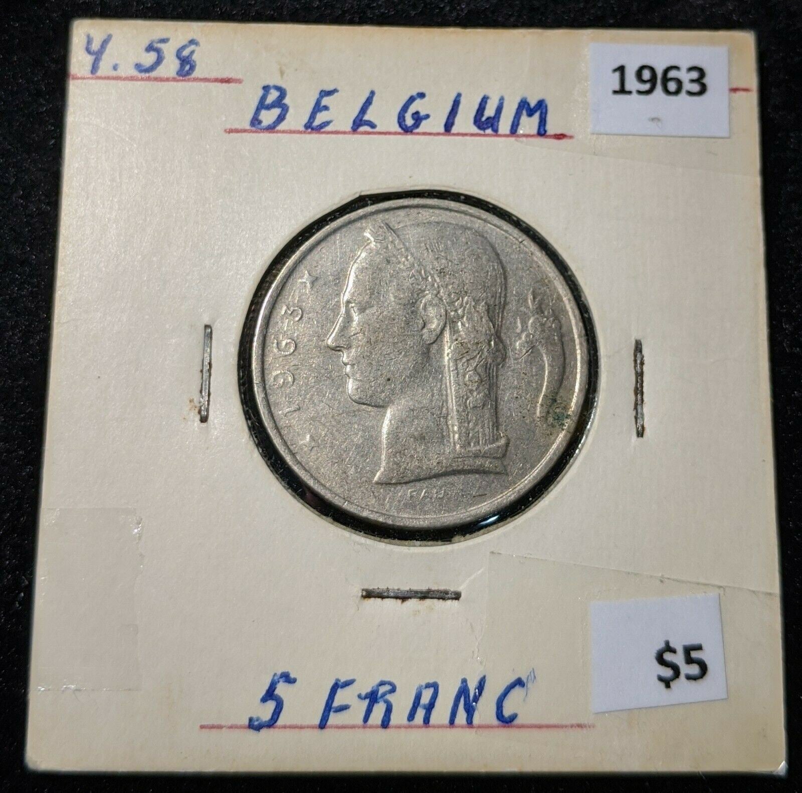 Belgium 1963 5 Franc KM# 135.1