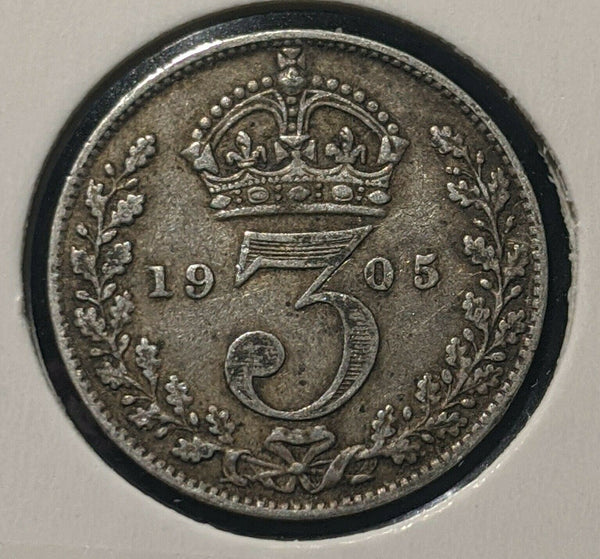 Great Britain 1905 Threepence 3d  KM# 797.2  #15B