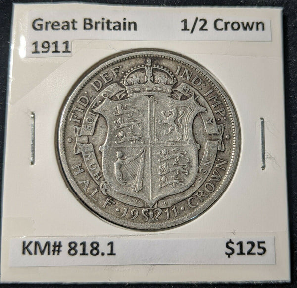 Great Britain 1911 Half Crown KM# 818.1