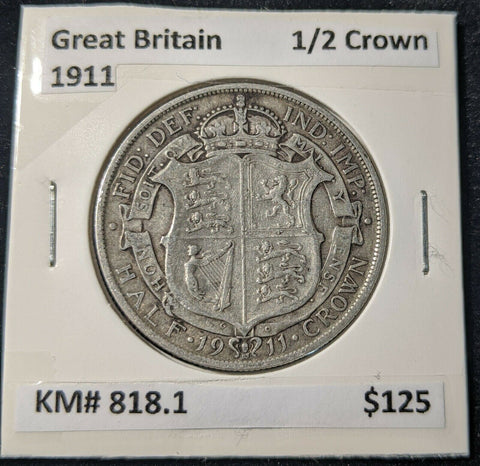 Great Britain 1911 Half Crown KM# 818.1