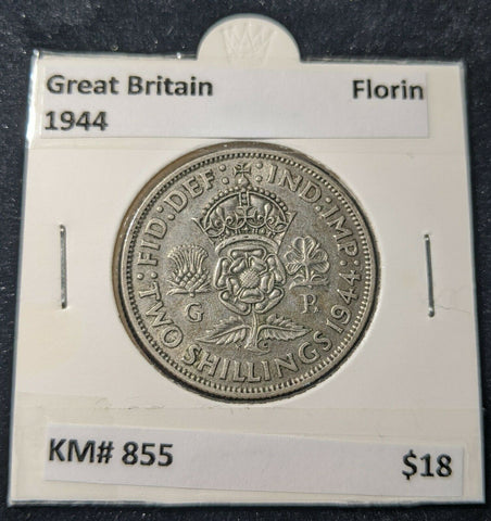 Great Britain 1944 Florin KM# 855