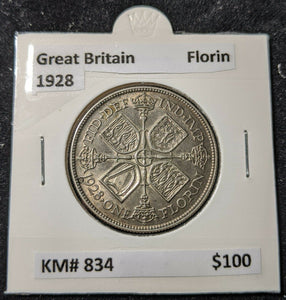 Great Britain 1928 Florin KM# 834 Cleaned