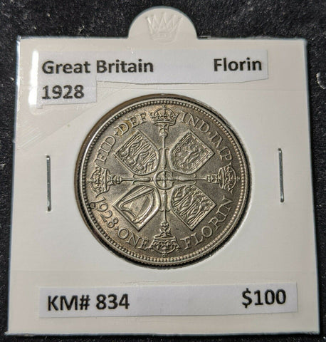 Great Britain 1928 Florin KM# 834 Cleaned