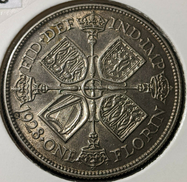 Great Britain 1928 Florin KM# 834 Cleaned