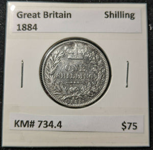 Great Britain 1884 Shilling KM# 734.4