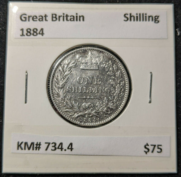Great Britain 1884 Shilling KM# 734.4