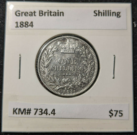 Great Britain 1884 Shilling KM# 734.4