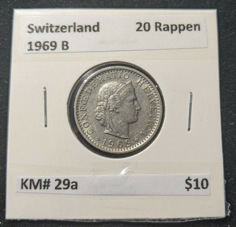 Switzerland 1969 20 Rappen KM# 29a  #12C