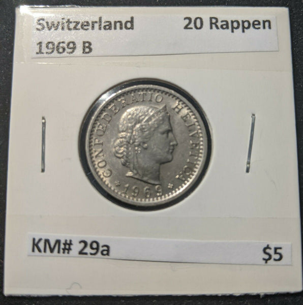 Switzerland 1969 20 Rappen KM# 29a