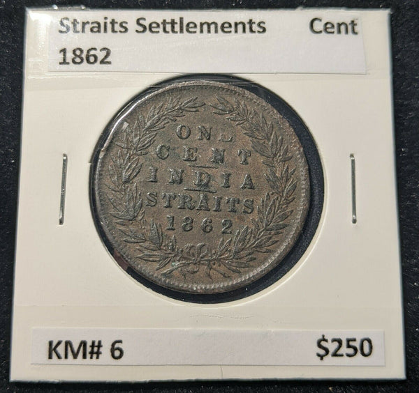 Straits Settlements 1862 Cent KM# 6