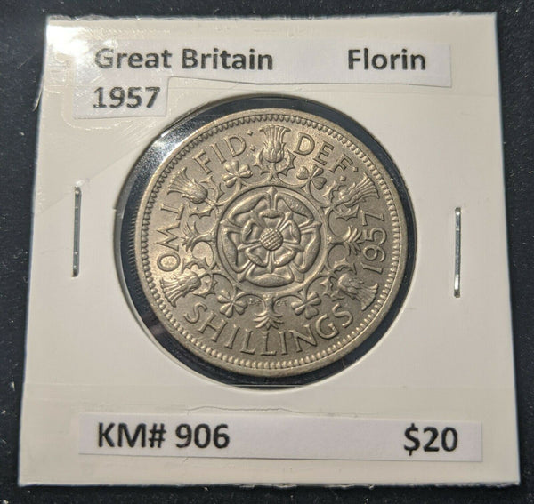 Great Britain 1957 Florin KM# 906