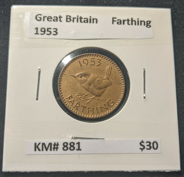 Great Britain 1953 Farthing 1/4d KM# 881   #16A