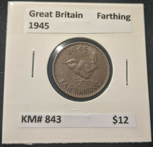 Great Britain 1945 Farthing 1/4d KM# 843