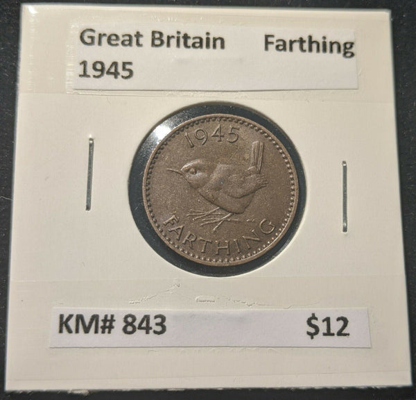Great Britain 1945 Farthing 1/4d KM# 843