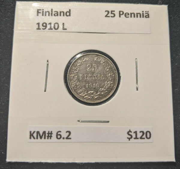 Finland 1910 L 25 Pennia KM# 6.2