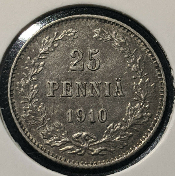 Finland 1910 L 25 Pennia KM# 6.2