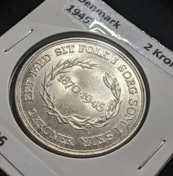 Denmark 1945 2 Kroner KM# 836