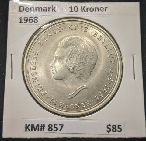 Denmark 1968 10 Kroner KM# 857