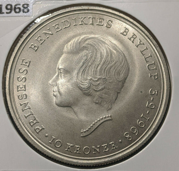 Denmark 1968 10 Kroner KM# 857