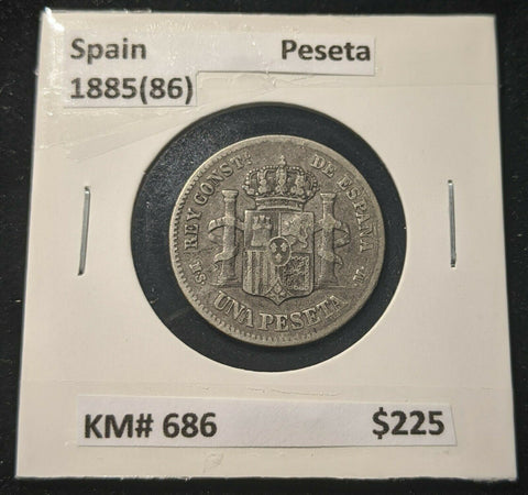 Spain 1885 (86) Peseta KM# 686