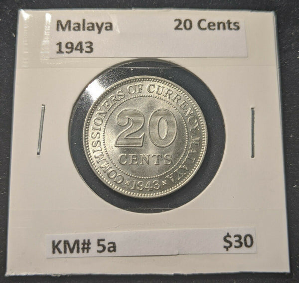 Malaya 1943 20 Cent KM# 5a
