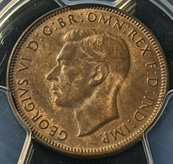 1942 m Half Penny 1/2d Australia PCGS MS63RB Choice UNC