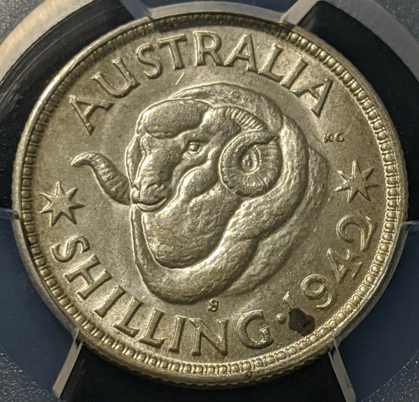 1942-S Shilling 1/- Australia PCGS MS63 Choice UNC #1299
